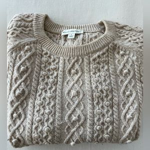 White + Warren Cream Cable-knit Sweater